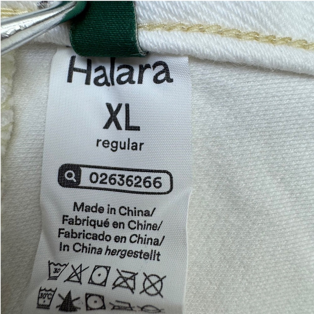 Halara Womens XL Flex High Waisted Straight Leg White Denim Pants Stretch - Picture 6 of 8